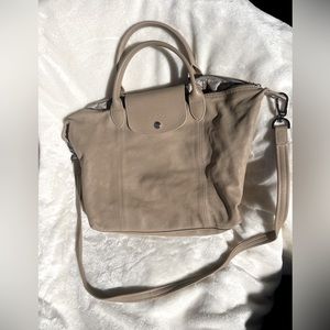 Beige Longchamp Le Pliage Cuir